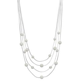 Napier Silver-Tone & White Illusion Multi-Row Necklace