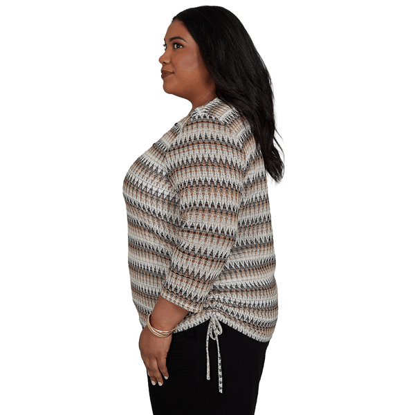 Plus Size Alfred Dunner Travel Advisory Textured Zig Zag Blouse