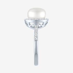 Gemstone Classics™ Lab Grown White Sapphire & Pearl Halo Ring