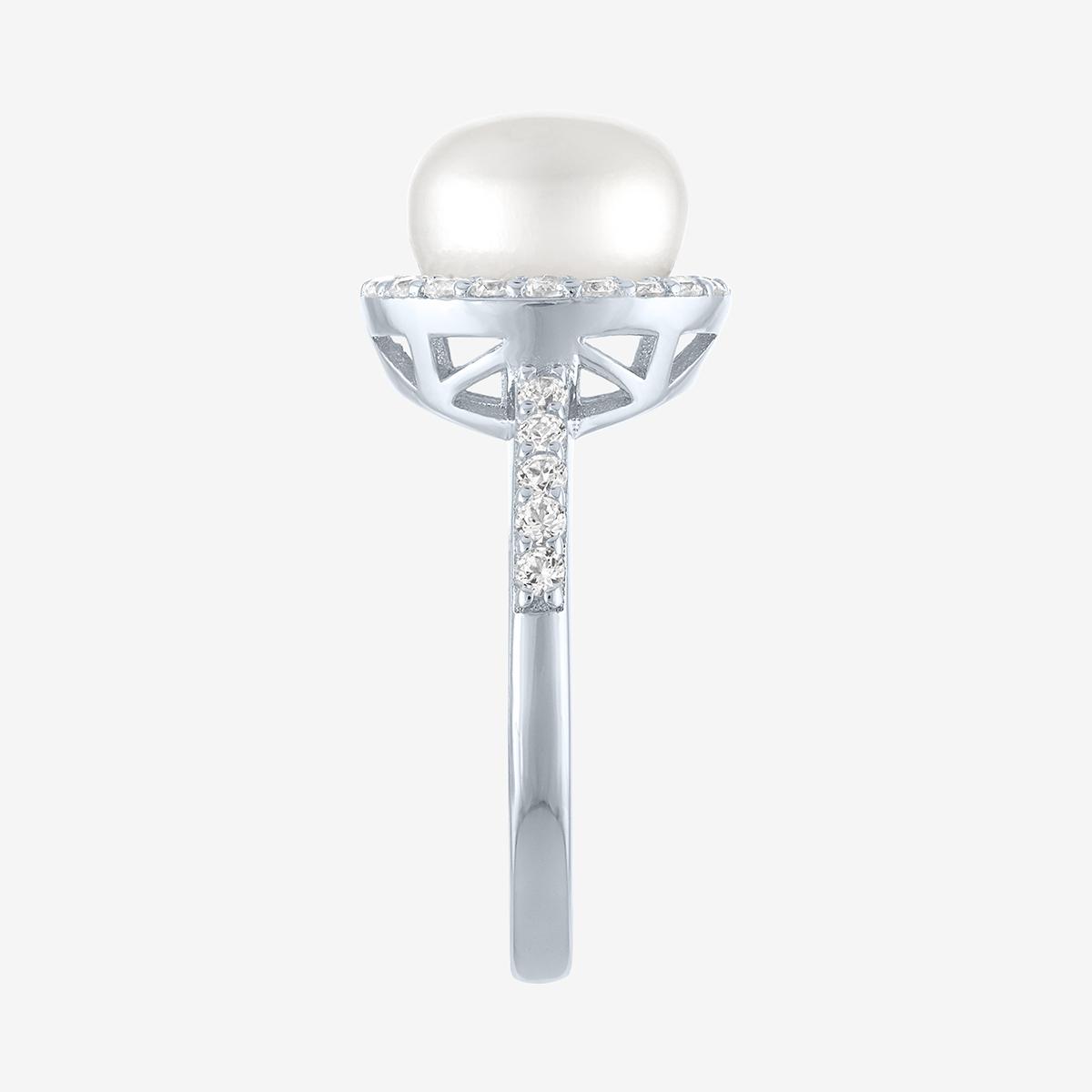 Gemstone Classics™ Lab Grown White Sapphire & Pearl Halo Ring