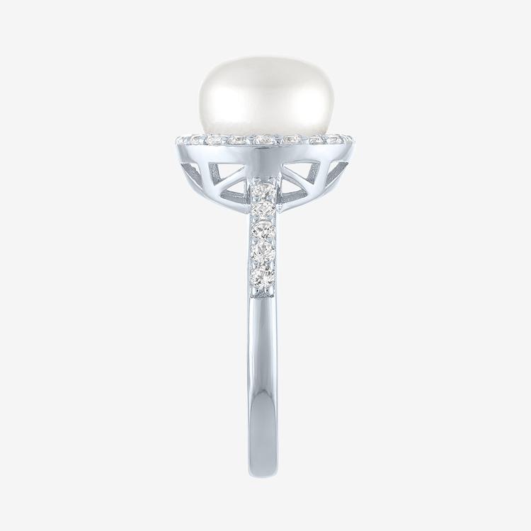 Gemstone Classics™ Lab Grown White Sapphire & Pearl Halo Ring