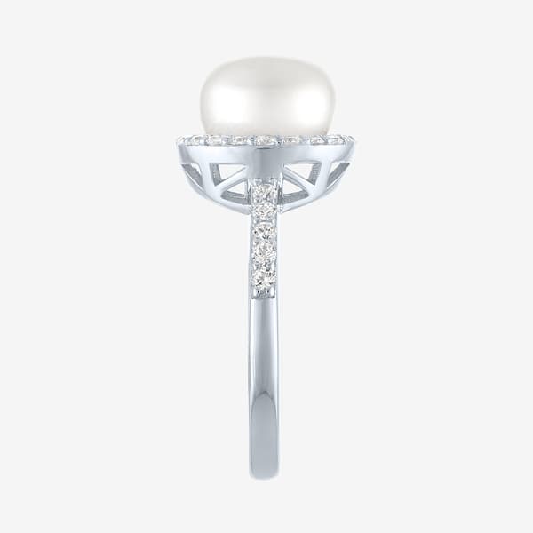 Gemstone Classics™ Lab Grown White Sapphire & Pearl Halo Ring