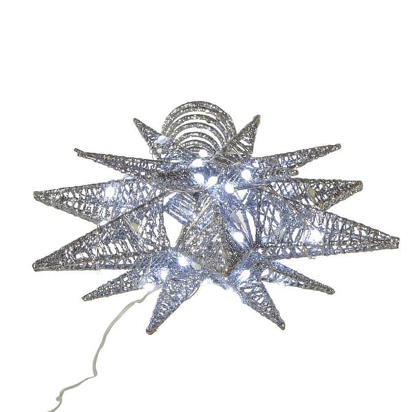 Kurt Adler Pre-Lit Twinkling LED Silver Starburst Tree Topper