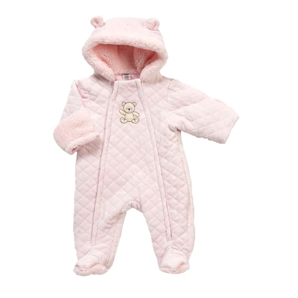 Baby Girl (3-9M) Little Me Quilted Bear Coverall - image 