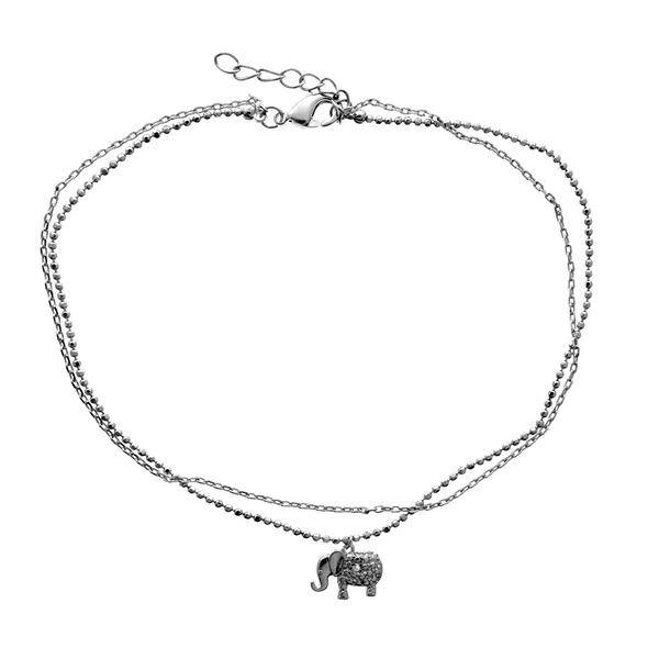 Barefootsies Diamond Accent Gold Plate Elephant Anklet Bracelet - image 