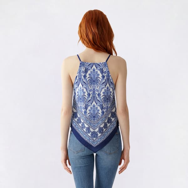 Juniors A. Byer Border Print Hanky Hem Camisole