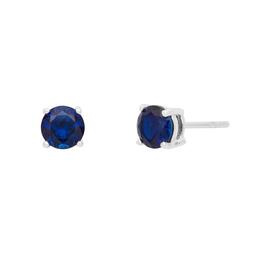 Marsala Sterling Silver 6mm Lab Grown Blue Sapphire Stud Earrings