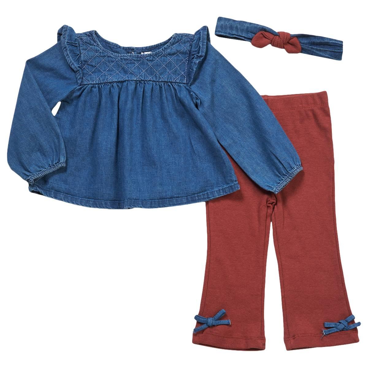 Baby Girl (12-24M) Kensie 2pc. Denim Top & Leggings w/ Headband