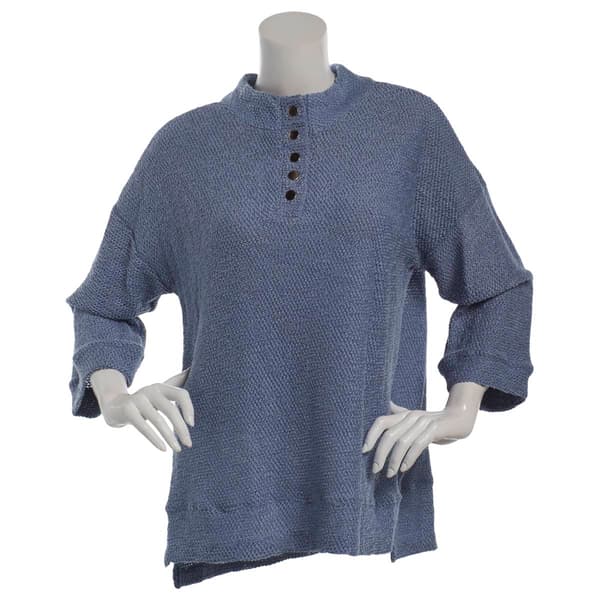 Petite Robert Louis 3/4 Sleeve Mock Neck Popcorn Sweater - image 