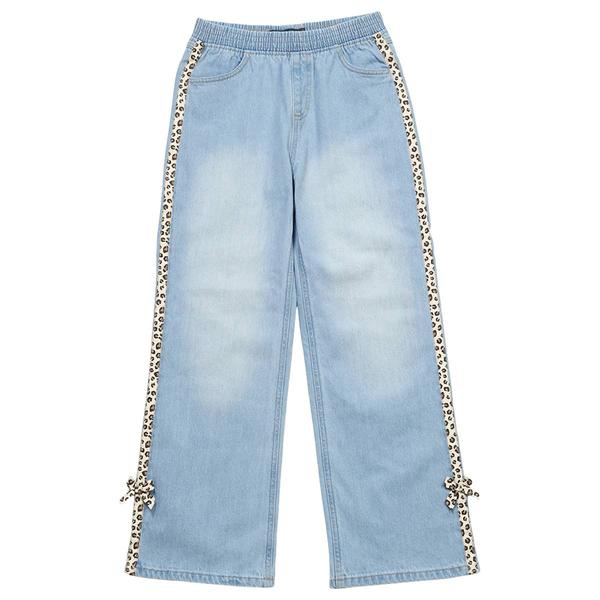 Girls (7-16) Aeropostale Baggy Wide Leg Leopard Bow Jeans