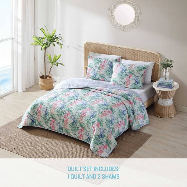 Tommy Bahama Island Orchid Cotton Reversible Quilt Set