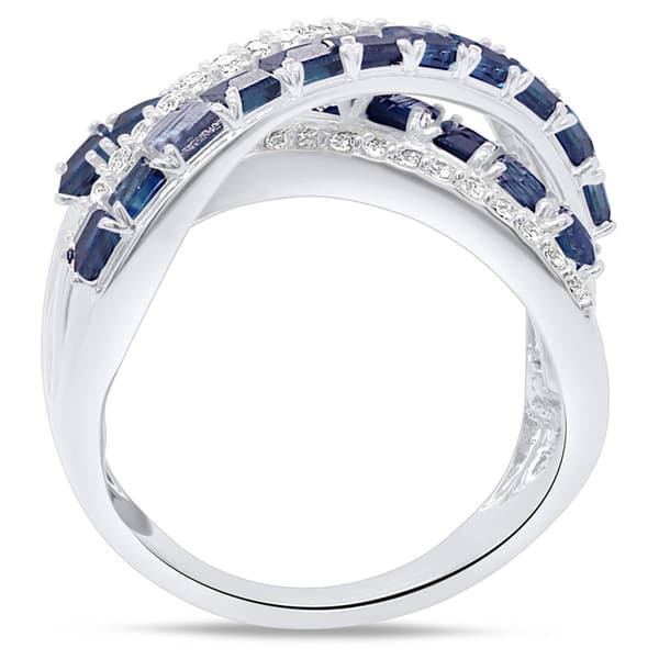 Gemstone Classics™ Blue Sapphire with White Zircon Crossover Ring