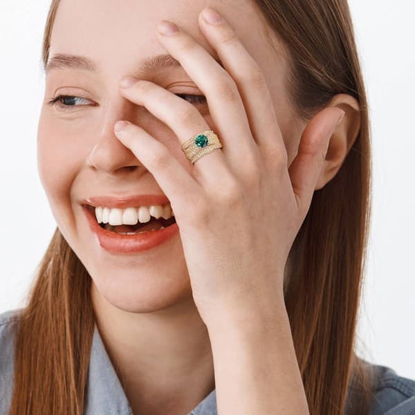 Gemstone Classics™ Lab Created Emerald & Sapphire Bridal Set