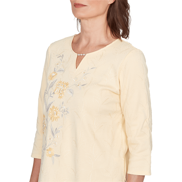 Womens Alfred Dunner Al Fresco Floral Embroidery Blouse