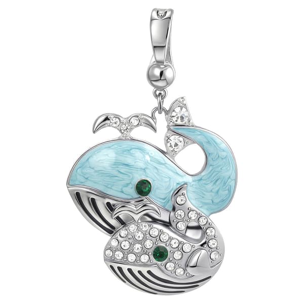 Wearable Art Silver-Tone Mom & Baby Whale Enhancer Pendant - image 