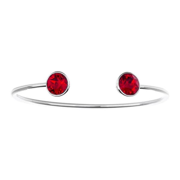 Silver Plated Austrian Siam Crystal Cuff Bangle Bracelet - image 