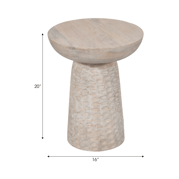 Sagebrook Home 20in. Hammered Base Wood Accent Table