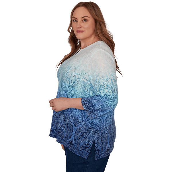 Plus Size Alfred Dunner Classics 3/4 Sleeve Ombre Blouse