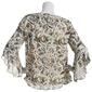 Womens Kasper Ruffle Sleeve Abstract Circle Round Neck Blouse - image 2