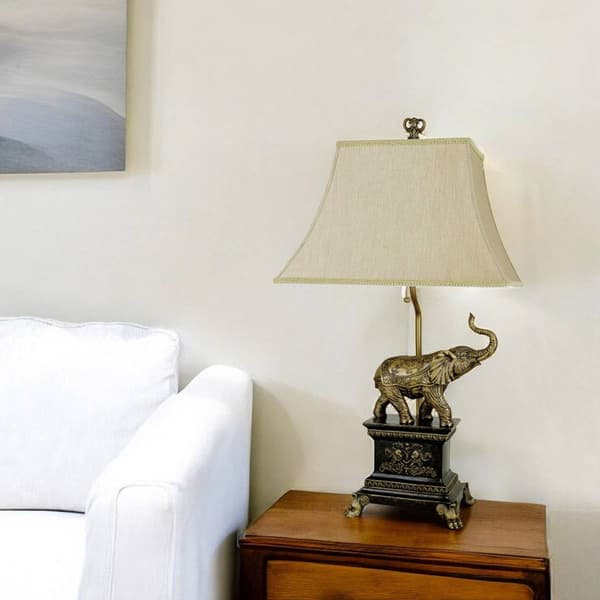 HomeRoots 29in. Antique Elephant Table Lamp