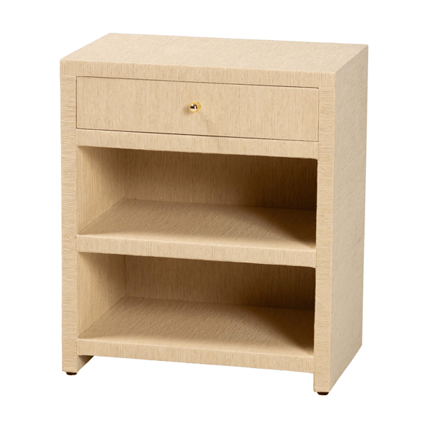 bali & pari William Grasscloth 1-Drawer Nightstand with Shelves