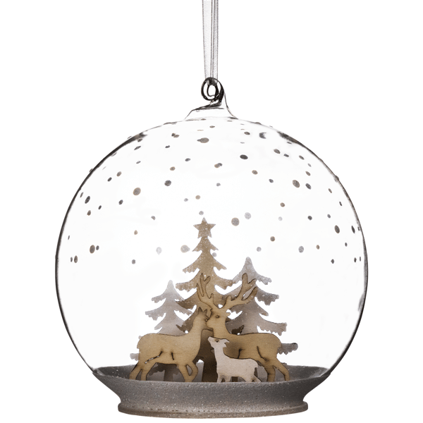 Northlight Deer Family in Snow Glass Globe Christmas Ornament