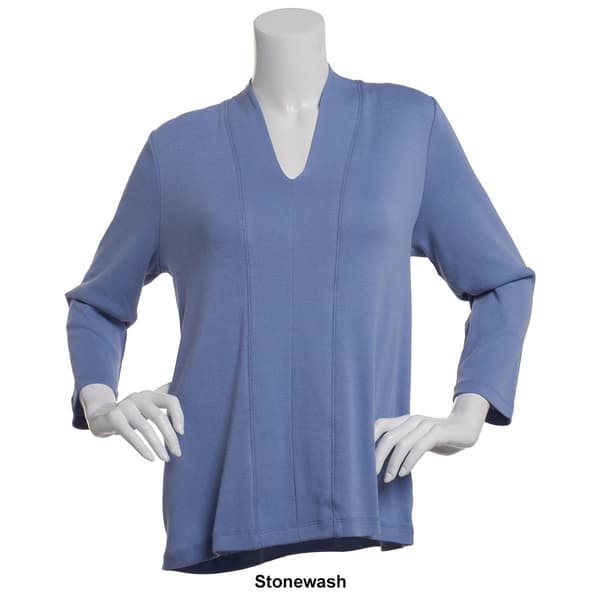 Plus Size Hasting & Smith 3/4 Sleeve Seamed Front V-Neck Tee