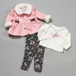 Baby Girl Little Lass Embellished Denim Jacket & Floral Dress Set