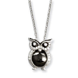 Sterling Silver & CZ Owl Pendant Necklace