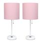 LimeLights White Stick Lamp w/Charging Outlet/Pink Shade-Set of 2 - image 9