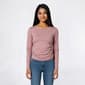 Juniors No Comment Fleece Lined Crew Neck Side Ruched Top - image 1