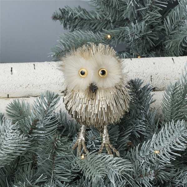 Seasonal LLC Pipa 6in. Tail Side Owl Christmas Figurine