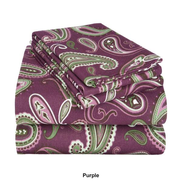 Superior Cotton Flannel Deep Pocket Paisley Sheet Set