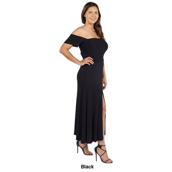 Plus Size 24/7 Comfort Apparel Off The Shoulder Dress Maxi Dress