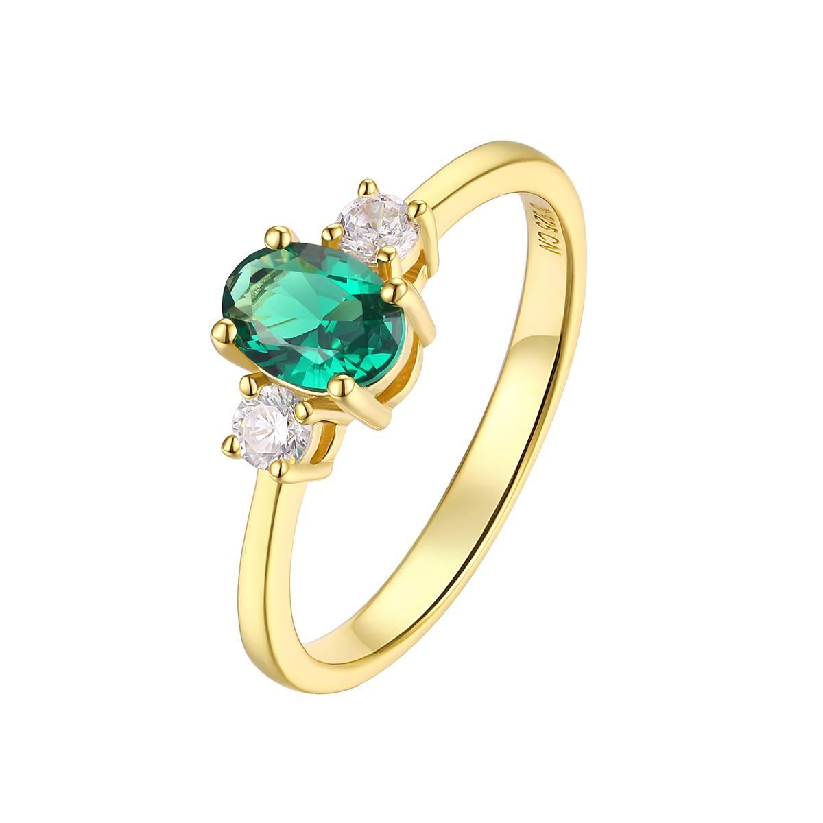 May Birthstone Simulated Emerald & CZ Ring