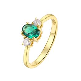 May Birthstone Simulated Emerald & Cubic Zirconia Ring