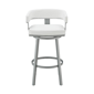 Armen Living Lorin 26in. White Faux Leather Swivel Barstool - image 2