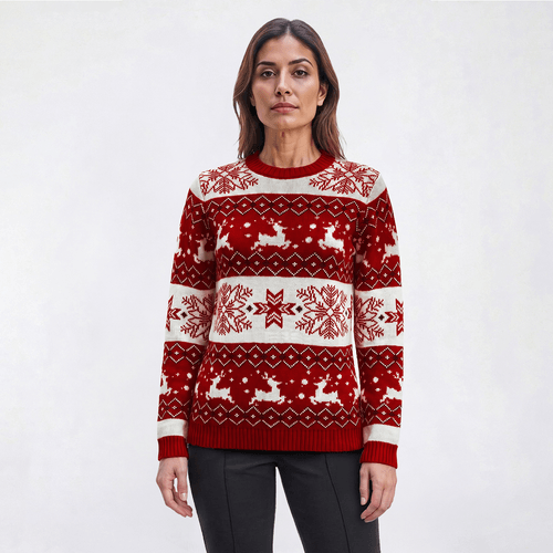 Womens By Design Long Sleeve Reindeer Stripe Sweater