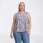Plus Size Napa Valley Sleeveless Floral Pleat Henley Blouse - image 3