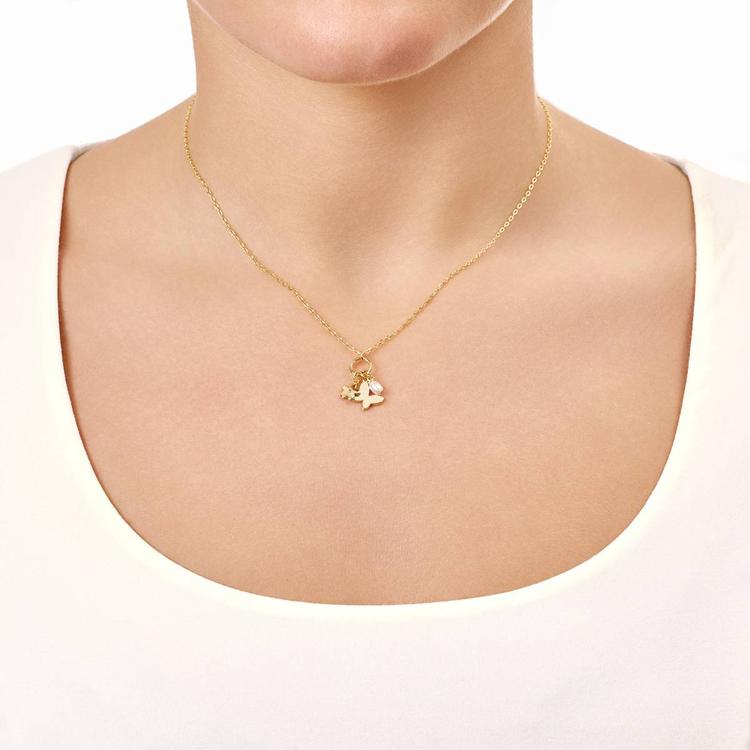 Athra 14kt. Gold over Brass Butterfly & Flower Charms Pendant