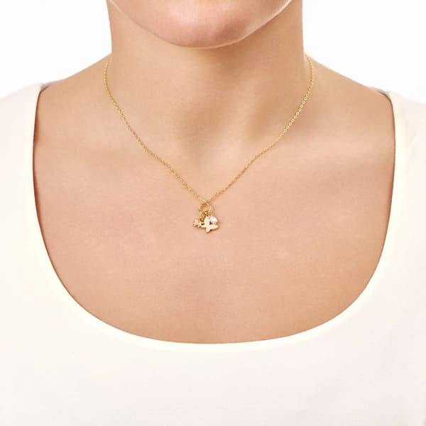 Athra 14kt. Gold over Brass Butterfly & Flower Charms Pendant