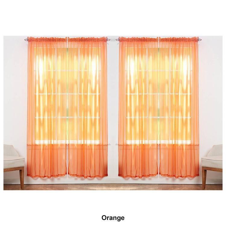 J&V Textiles Sheer Rod Pocket Curtain Panels