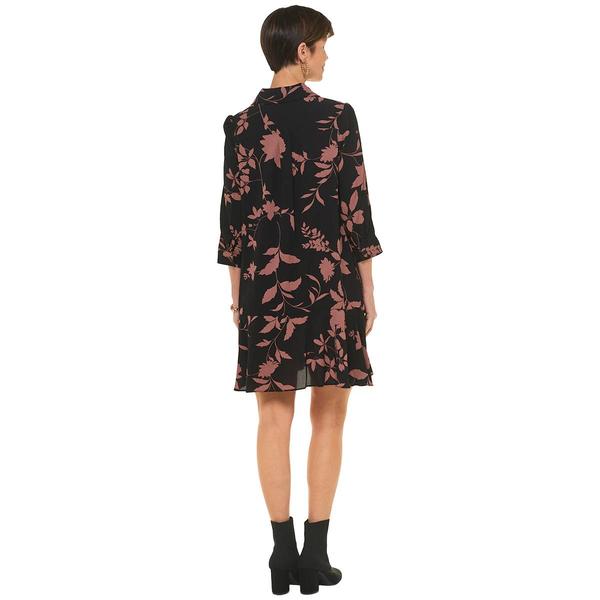 Petite Robbie Bee 3/4 Sleeve Leaf Ruffle Hem Shift Dress