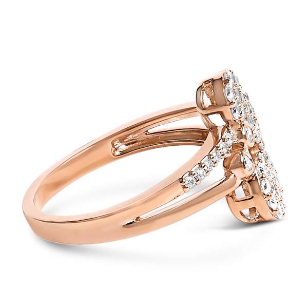 Haus of Brilliance Rose Gold Plated 1/2ctw. Diamond Bypass Ring