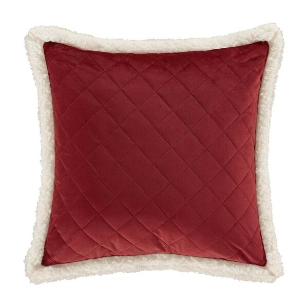 J.Queen New York Casey Sherpa Crimson 18in. Quilted Pillow - image 
