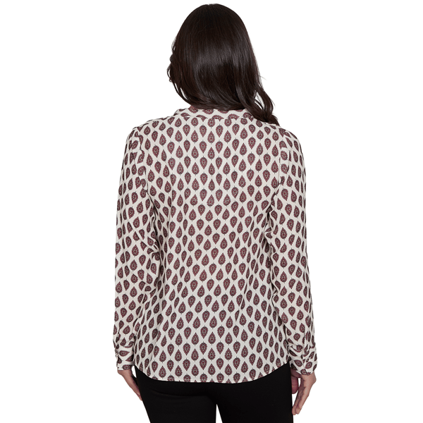 Petite Emaline Country Code Tie Neck Medallion Blouse