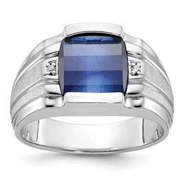 Mens Gentlemens Classics&#40;tm&#41; 14kt. White Gold Created Sapphire Ring