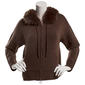 Juniors No Comment Sweater Zip Jacket with Detachable Fur Trim - image 1
