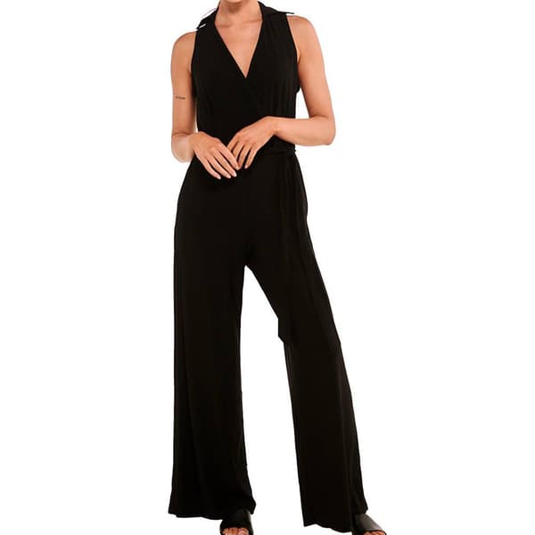 Womens Nina Leonard Sleeveless Collar Jumpsuit