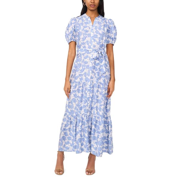 Womens MSK Puff Sleeve Button Trim Chiffon Maxi - image 